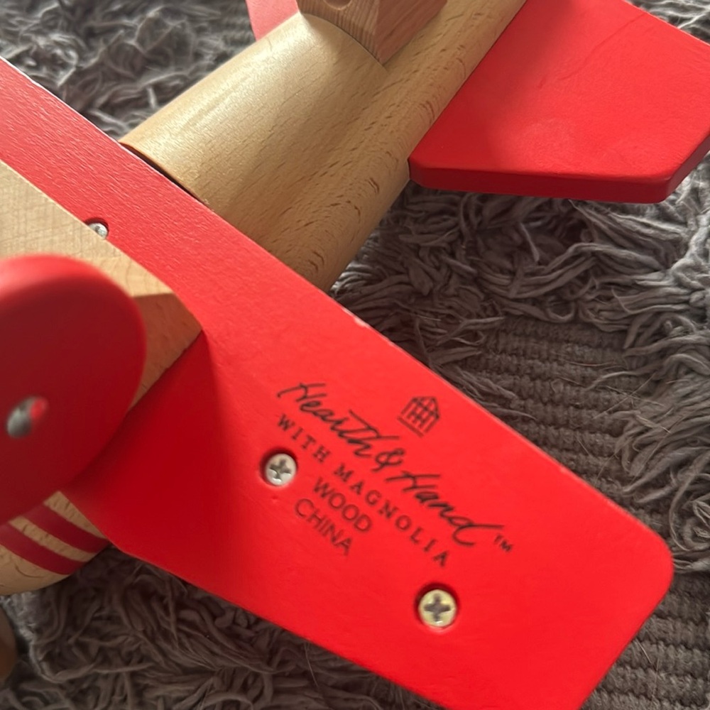 Hearth & Hand with Magnolia wooden airplane toy - Picture 8 of 8